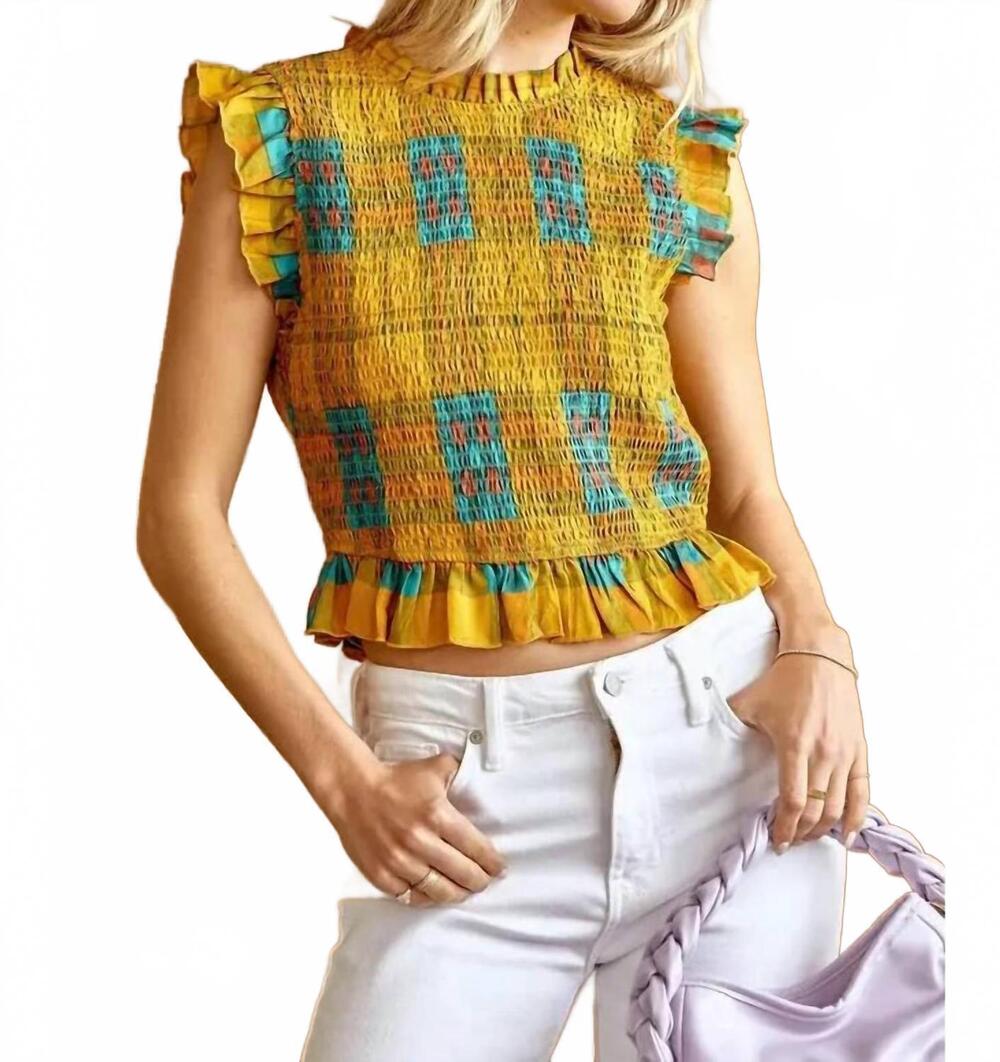 NEW ANDREE BY UNIT smocked top in mustard